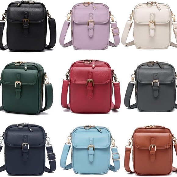 Brown leather crossbody bag for women with large capacity, anti-theft zip, adjus - Picture 3 of 9